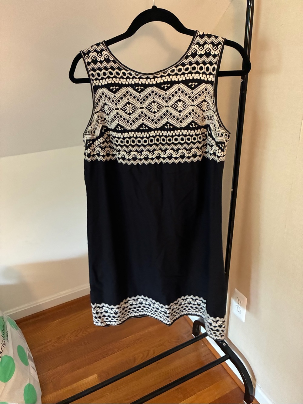 Max Studio Black Dress with White Embroidery - Large